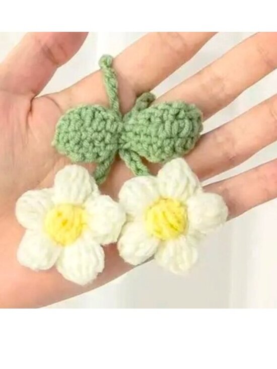 Crocheted Flower Bag Charm Accessories - Bag Charm Crocheted Flower Purse Knit Hook Boho Chic Handmade Trendy Stylish